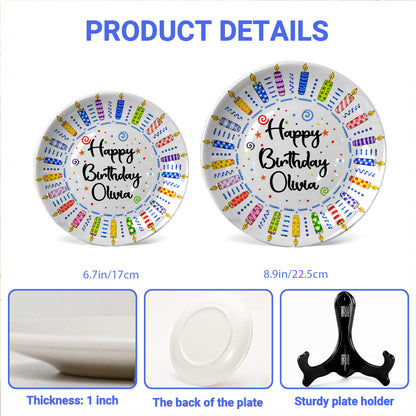 Colorful Birthday Candles Personalized Birthday Plate for Kids P619TMD0