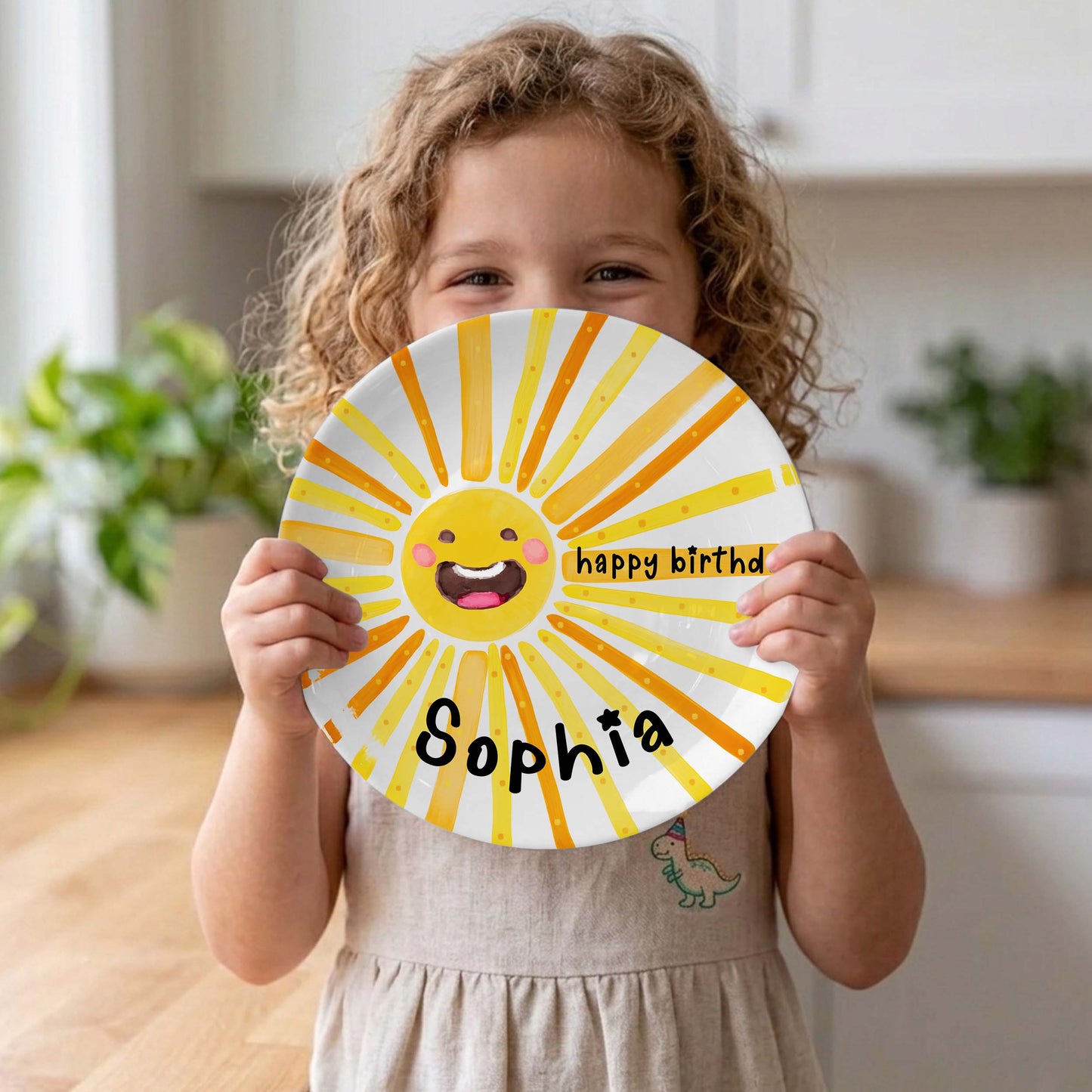 Smiling Sun Personalized Birthday Plate D925WRM0
