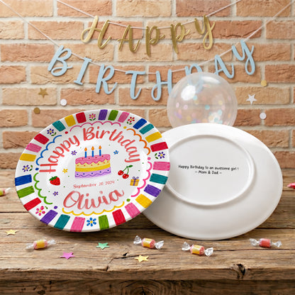 Bright Color Birthday Keepsake Personalized Birthday Plate P710KQF0