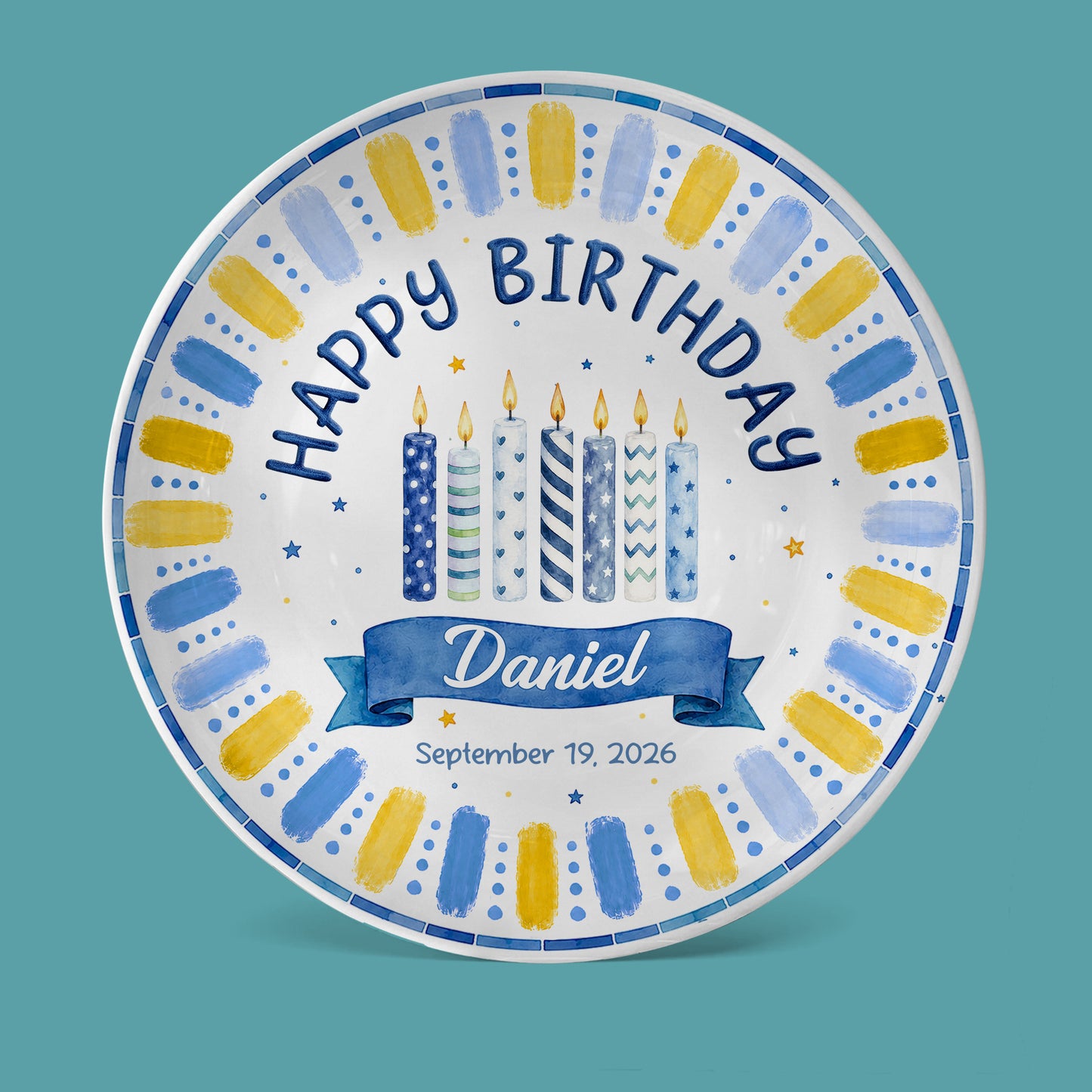 Blue Birthday Candles Keepsake Personalized Birthday Plate P729XG0