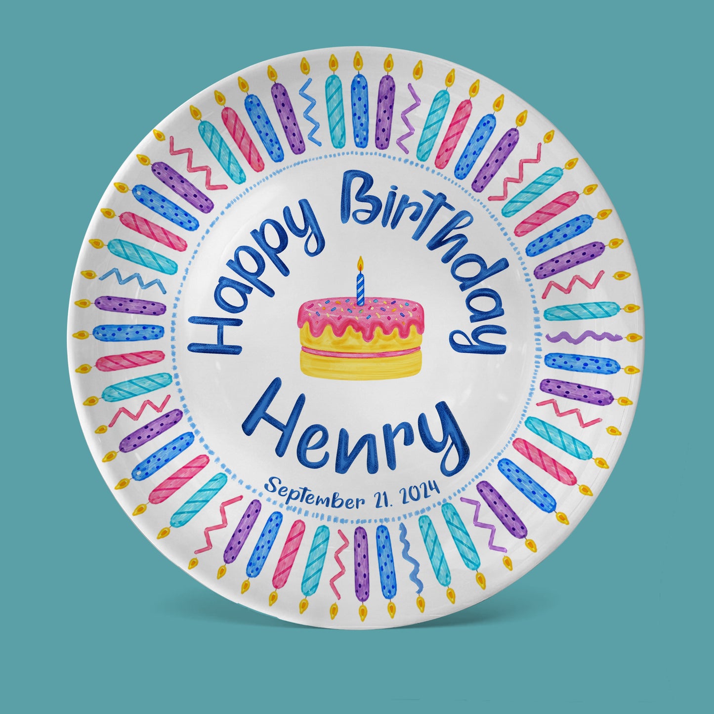 Colorful Birthday Candles Keepsake Personalized Birthday Plate P716Z5U0
