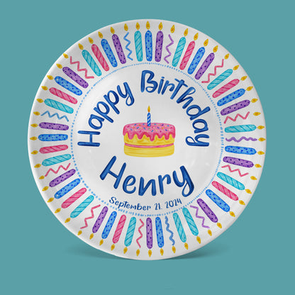Colorful Birthday Candles Keepsake Personalized Birthday Plate P716Z5U0