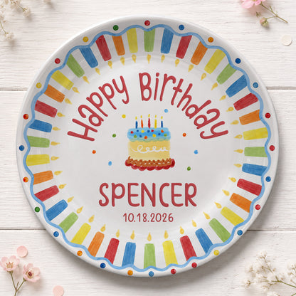 Kids Cake Keepsake Custom Name Ceramic Personalized Birthday Plate P826FVK0