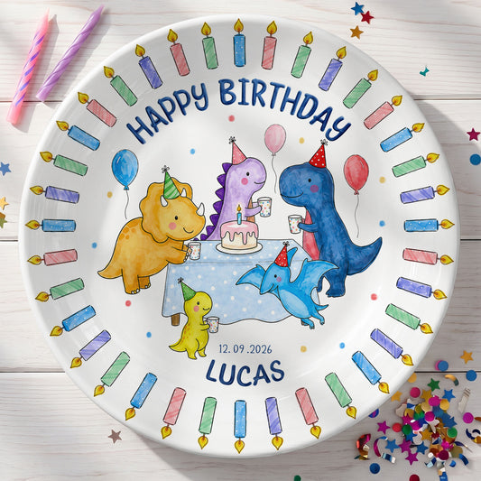 Cute Dinosaur Birthday Keepsake Personalized Birthday Plate P710HGO0