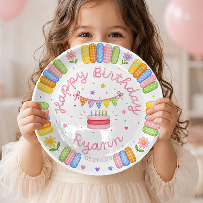 Rainbow Candy with Cake Personalized Birthday Plate P664QE0