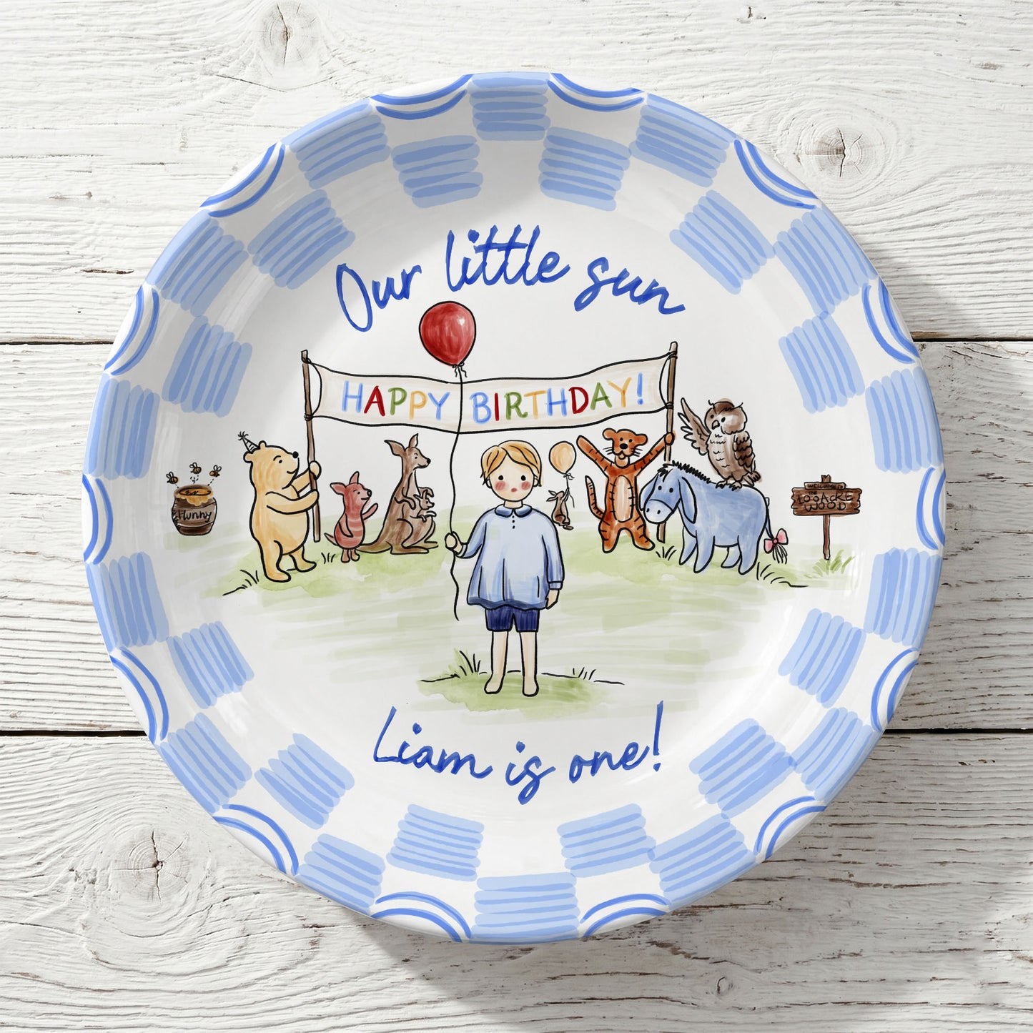 Woodland Animal Birthday Keepsake Personalized Birthday Plate P713B6G0