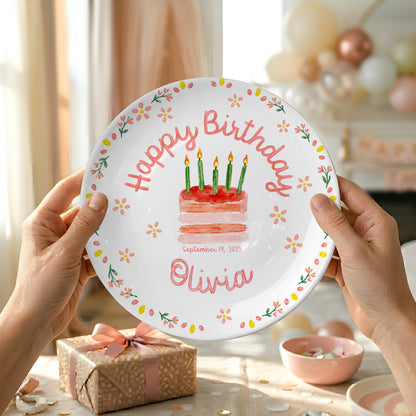 Sweet Floral Personalized Birthday Plate P4309GN0