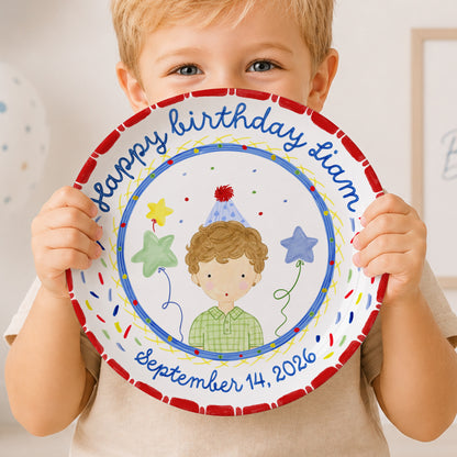 Party Boy Portrait Personalized Birthday Plate P611H1D0