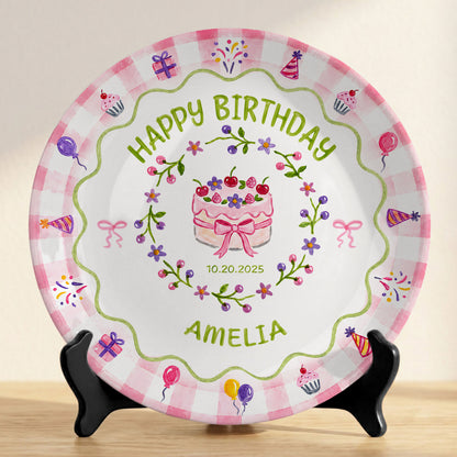 Floral Berry Cake Keepsake Personalized Birthday Plate for Girls and Kids P730TD80
