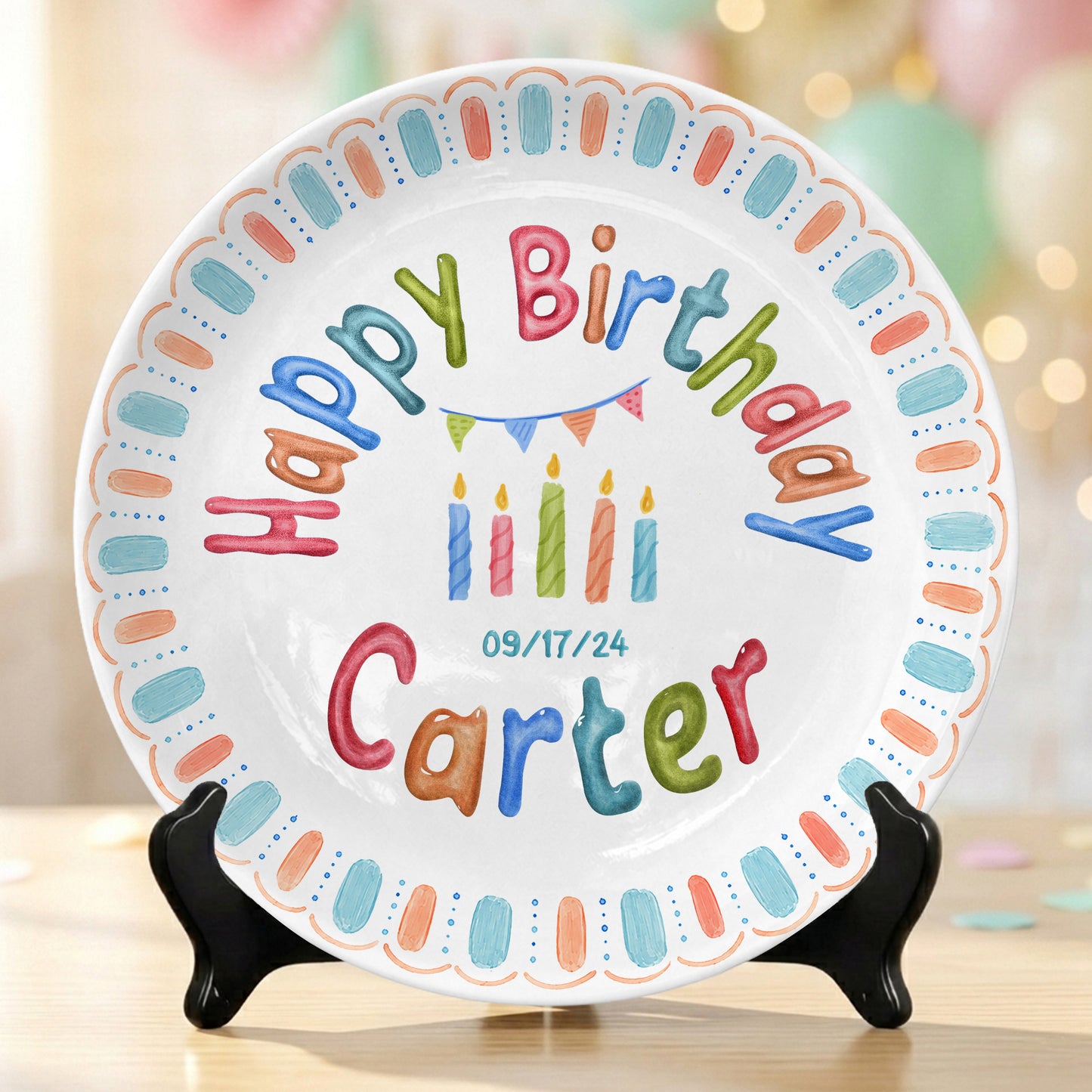 Custom Name Date Kids Birthday Keepsake Boy Gift Personalized Birthday Plate P818VEG0