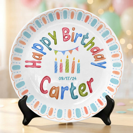 Custom Name Date Kids Birthday Keepsake Boy Gift Personalized Birthday Plate P818VEG0