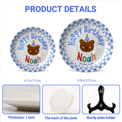 Cute Teddy Bear Birthday Keepsake Personalized Birthday Plate for Kids P6225SU0