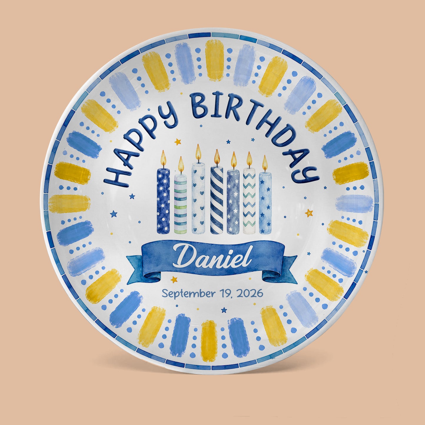 Blue Birthday Candles Keepsake Personalized Birthday Plate P729XG0