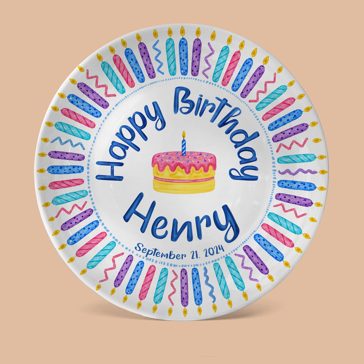 Colorful Birthday Candles Keepsake Personalized Birthday Plate P716Z5U0
