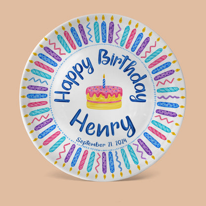 Colorful Birthday Candles Keepsake Personalized Birthday Plate P716Z5U0