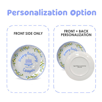 Pink and Blue Floral Plates Personalized Birthday Plate D311DZZ0