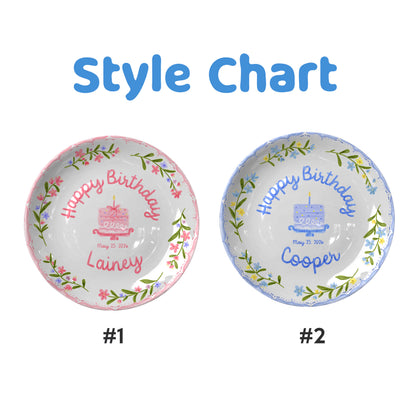 Pink and Blue Floral Plates Personalized Birthday Plate D311DZZ0