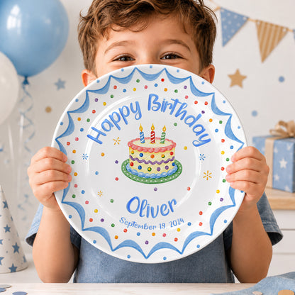 Blue Scallop Cake Personalized Birthday Plate P611FTC0