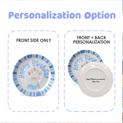 Blue Striped Balloon Personalized Birthday Plate P225XBR0