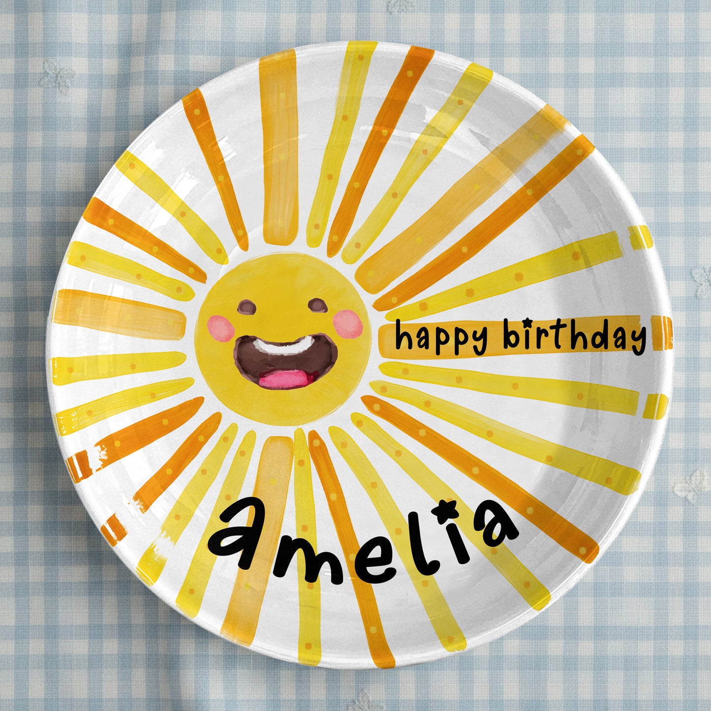 Smiling Sun Personalized Birthday Plate D925WRM0