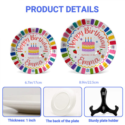 Bright Color Birthday Keepsake Personalized Birthday Plate P710KQF0