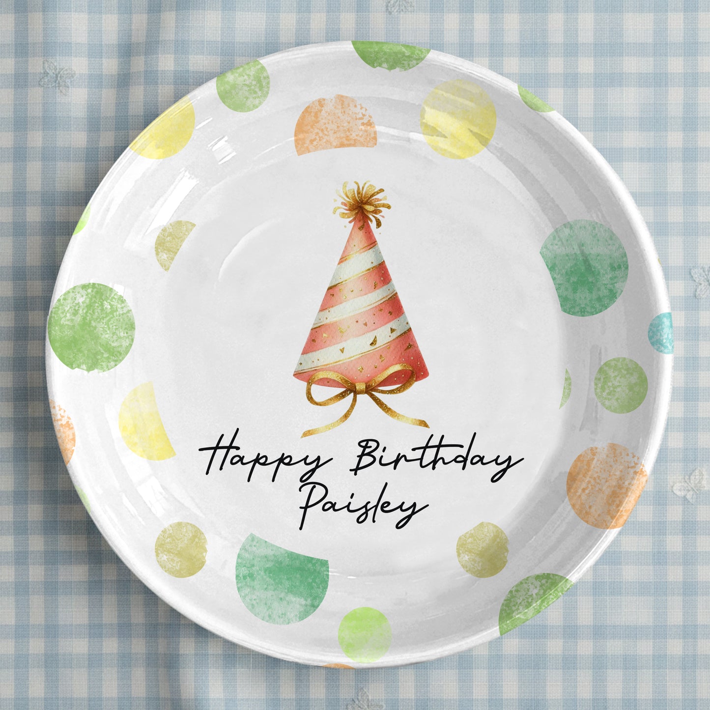 Party Hat Personalized Birthday Plate D923NSC0