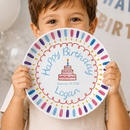 Colorful Candle Border Cake Personalized Birthday Plate D528ZCH0