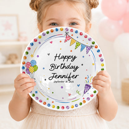 Colorful Party Border Personalized Birthday Plate P526I800