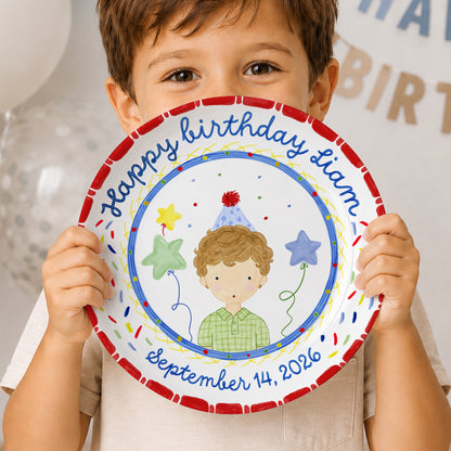 Party Boy Portrait Personalized Birthday Plate P611H1D0