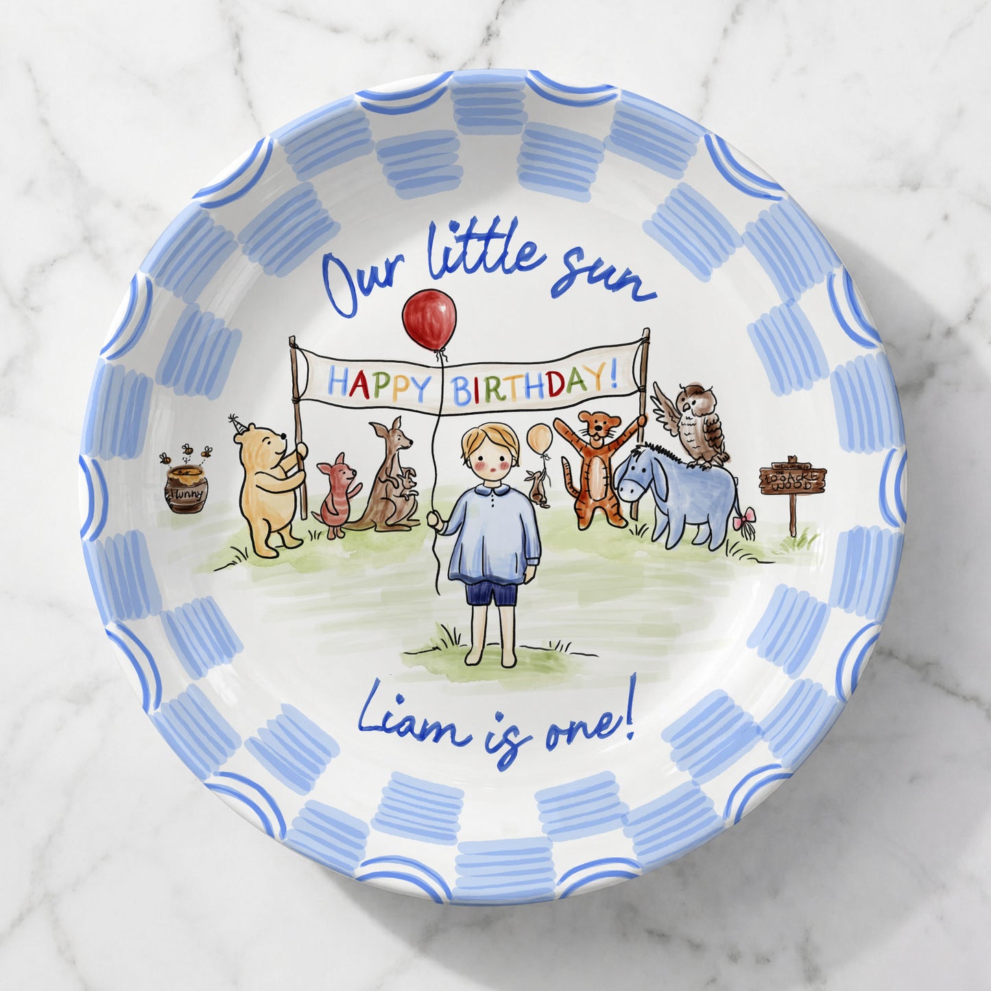 Woodland Animal Birthday Keepsake Personalized Birthday Plate P713B6G0