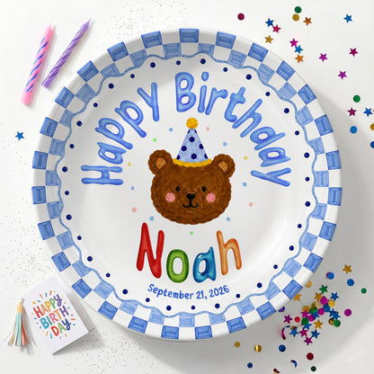 Cute Teddy Bear Birthday Keepsake Personalized Birthday Plate for Kids P6225SU0
