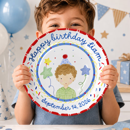 Party Boy Portrait Personalized Birthday Plate P611H1D0