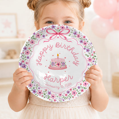 Floral Cake Personalized Birthday Plate P69JKI0