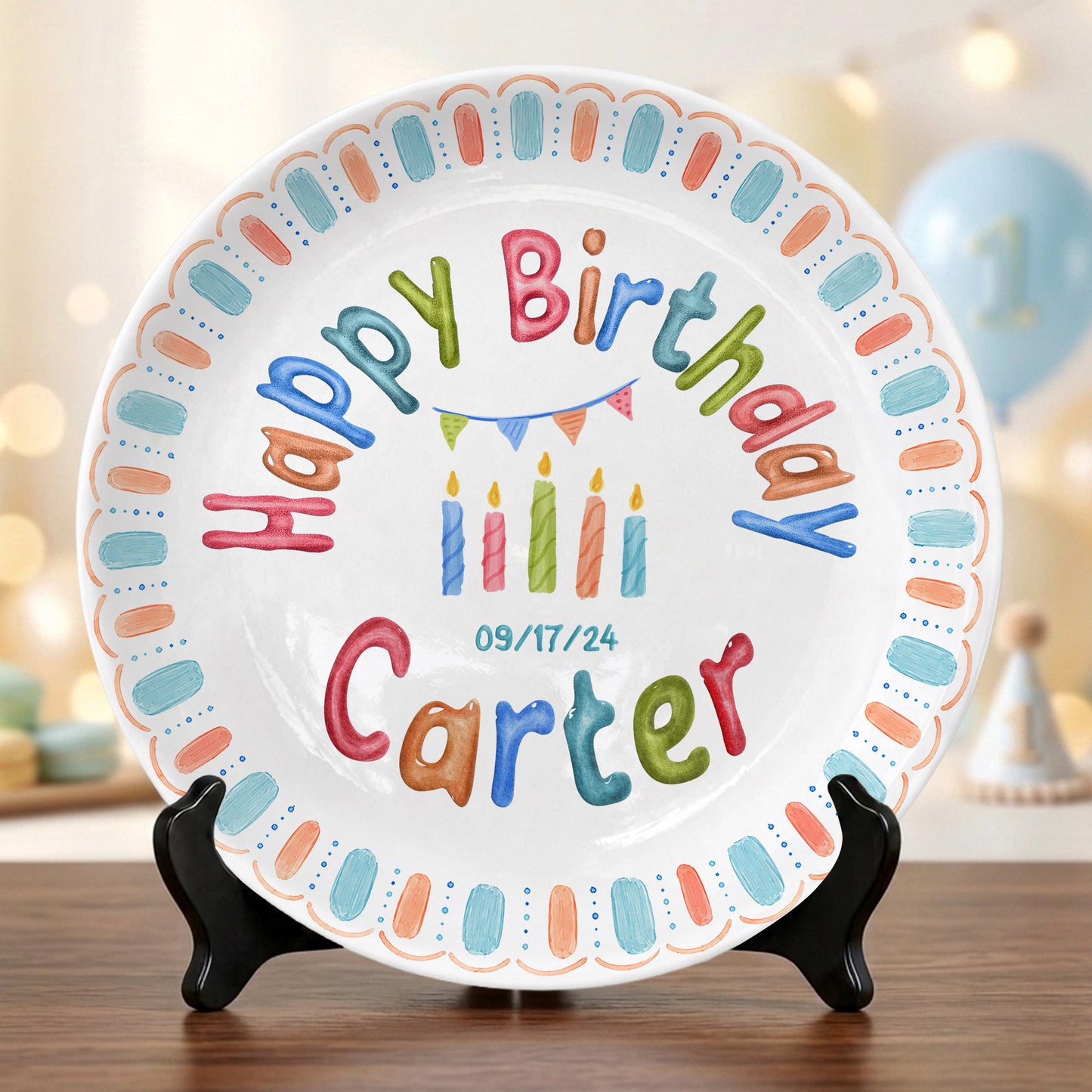 Custom Name Date Kids Birthday Keepsake Boy Gift Personalized Birthday Plate P818VEG0