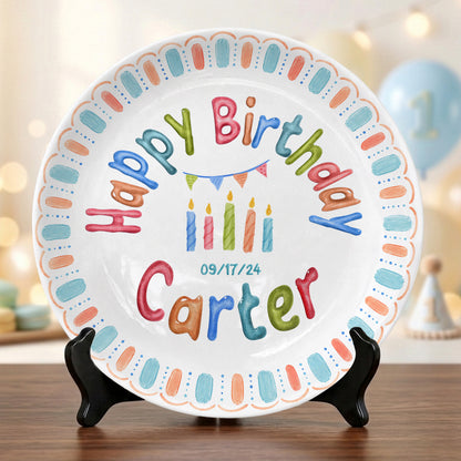 Custom Name Date Kids Birthday Keepsake Boy Gift Personalized Birthday Plate P818VEG0