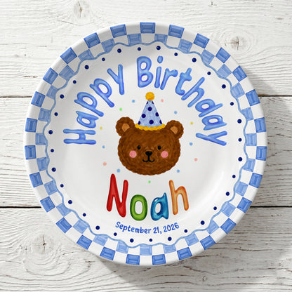 Cute Teddy Bear Birthday Keepsake Personalized Birthday Plate for Kids P6225SU0