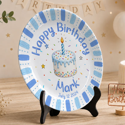 Blue Birthday Cake Keepsake Personalized Birthday Plate P7231E40