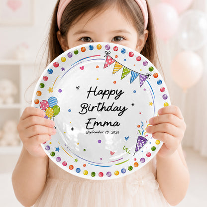 Colorful Party Border Personalized Birthday Plate P526I800