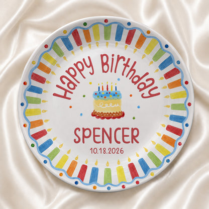 Kids Cake Keepsake Custom Name Ceramic Personalized Birthday Plate P826FVK0