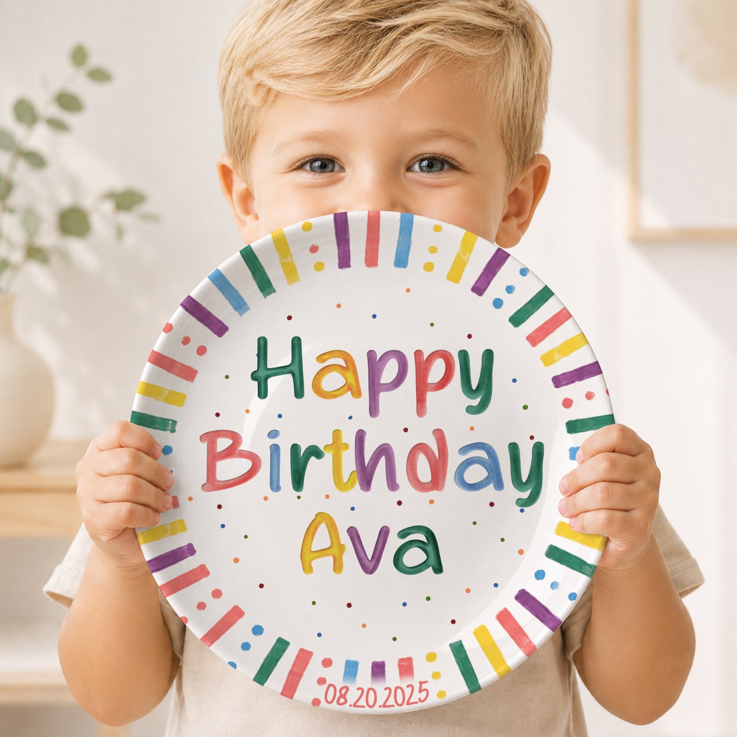 Hip Hip Hooray Personalized Birthday Plate P526XWT0