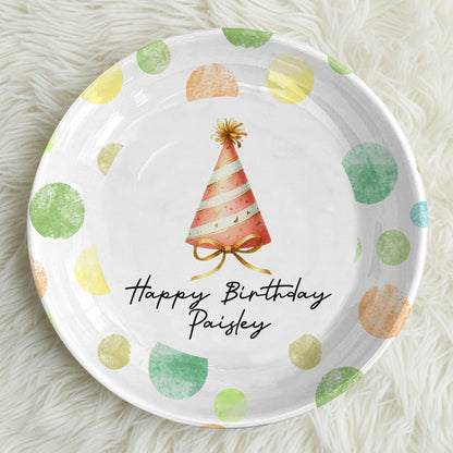 Party Hat Personalized Birthday Plate D923NSC0