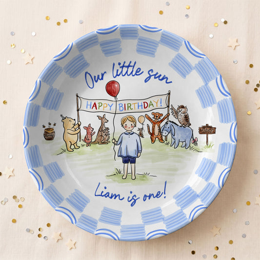 Woodland Animal Birthday Keepsake Personalized Birthday Plate P713B6G0