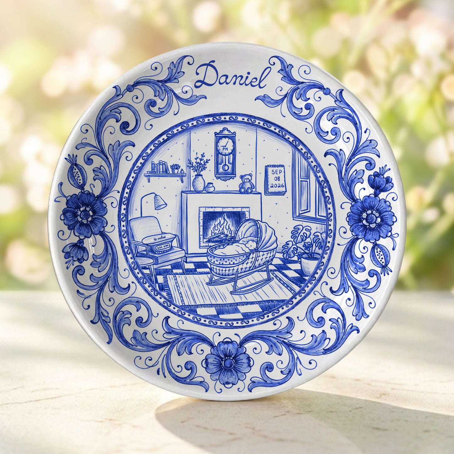 Blue Baby Birth Keepsake Personalized Birthday Plate P719RMV01a