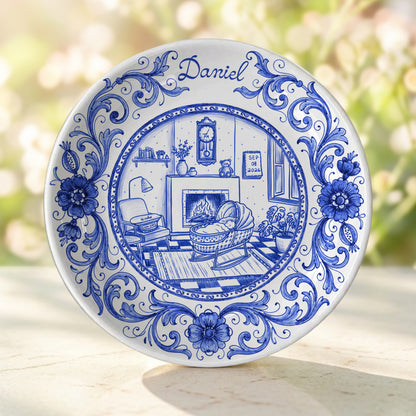 Blue Baby Birth Keepsake Personalized Birthday Plate P719RMV01a