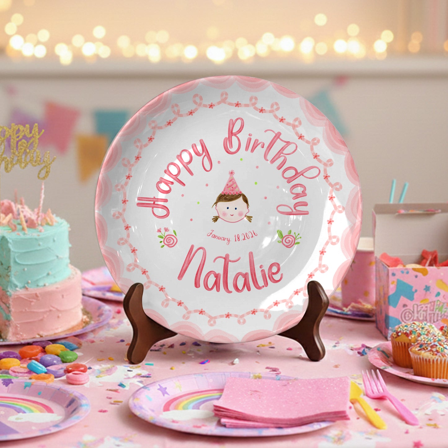 Birthday Girl Portrait Personalized Birthday Plate P296XU0
