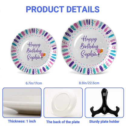 Colorful Birthday Candles Keepsake Personalized Birthday Plate D72BBO0
