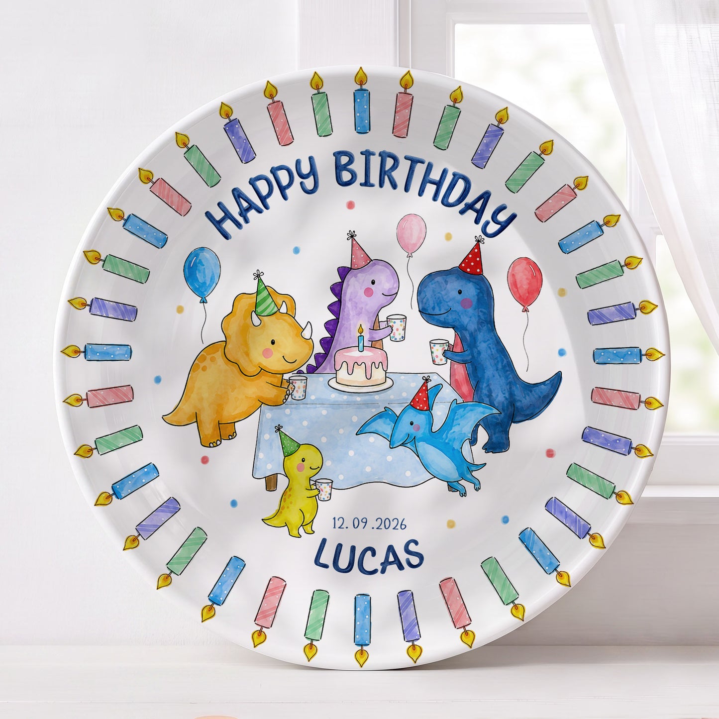 Cute Dinosaur Birthday Keepsake Personalized Birthday Plate P710HGO0
