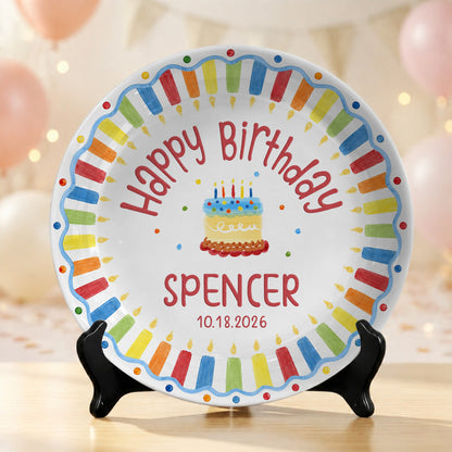 Kids Cake Keepsake Custom Name Ceramic Personalized Birthday Plate P826FVK0