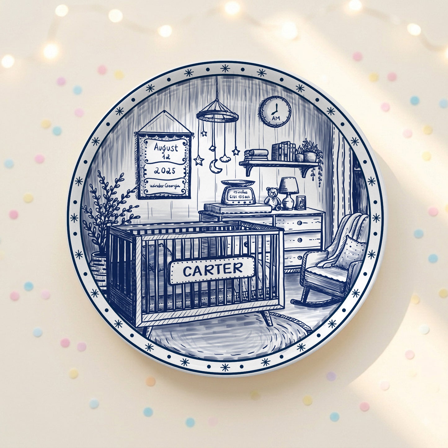 Custom Newborn Keepsake Personalized Baby Birth Plate, Name Stats Nursery Decor P820OIX0