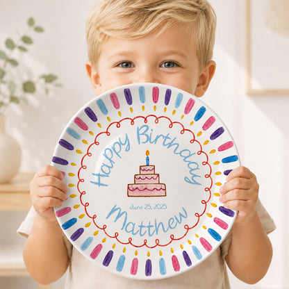 Colorful Candle Border Cake Personalized Birthday Plate D528ZCH0